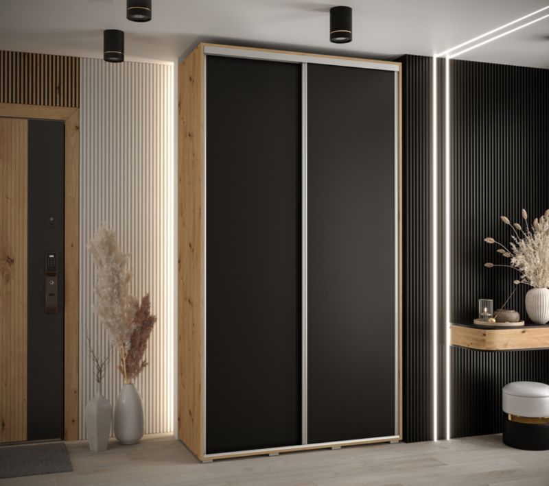 Szafa przesuwna Abiks DAVOS 1 wysoka szer.140cm artisan/czarny/srebrny 1szt.