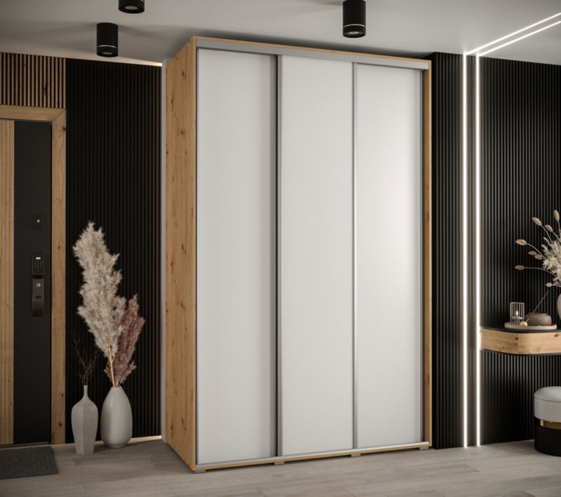 Szafa przesuwna Abiks DAVOS 1 wysoka szer.150cm artisan/biały/srebrny 1szt.