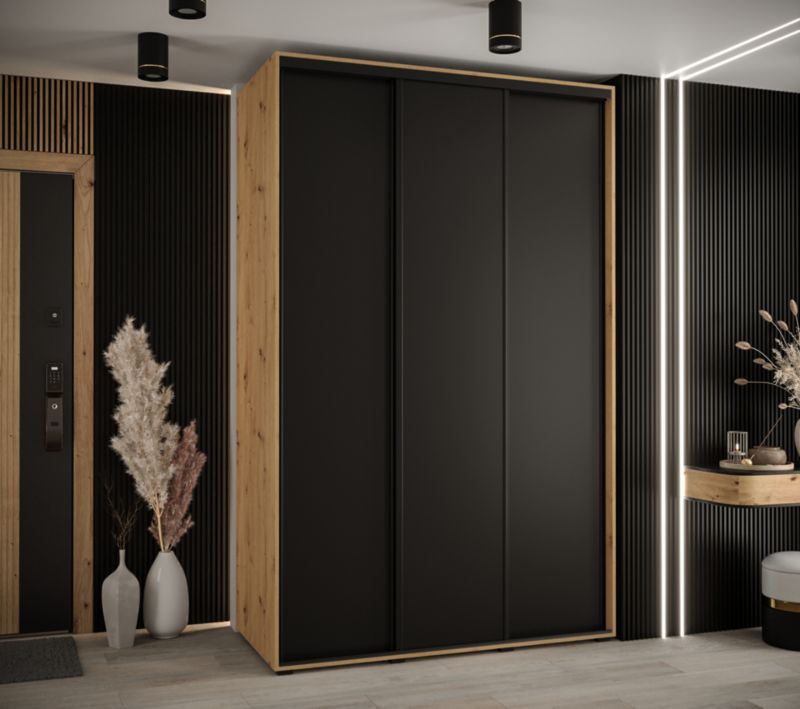 Szafa przesuwna Abiks DAVOS 1 wysoka szer.150cm artisan/czarny/czarny 1szt.