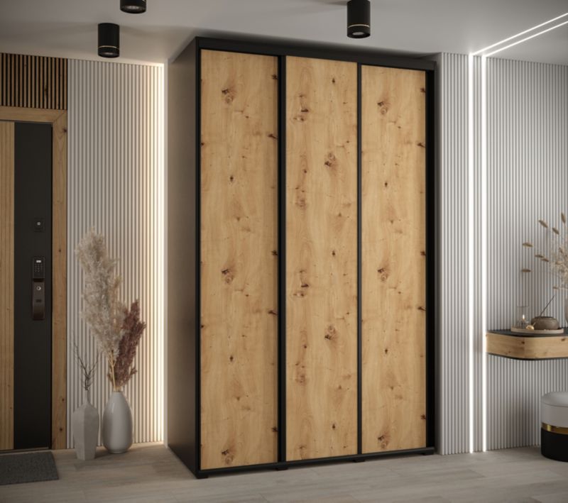Szafa przesuwna Abiks DAVOS 1 wysoka szer.150cm czarny/artisan/czarny 1szt.