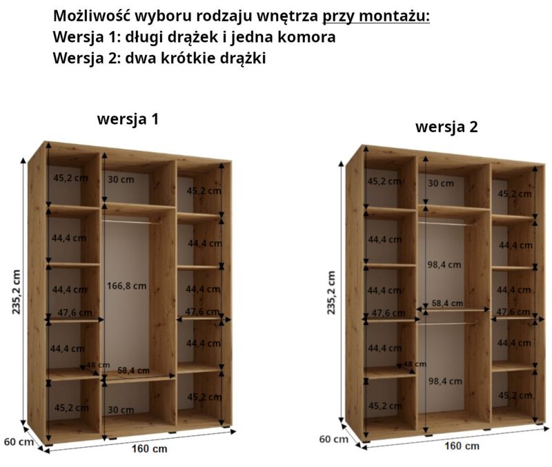 Szafa przesuwna Abiks DAVOS 1 wysoka szer.160cm czarny/biały/czarny 1szt.