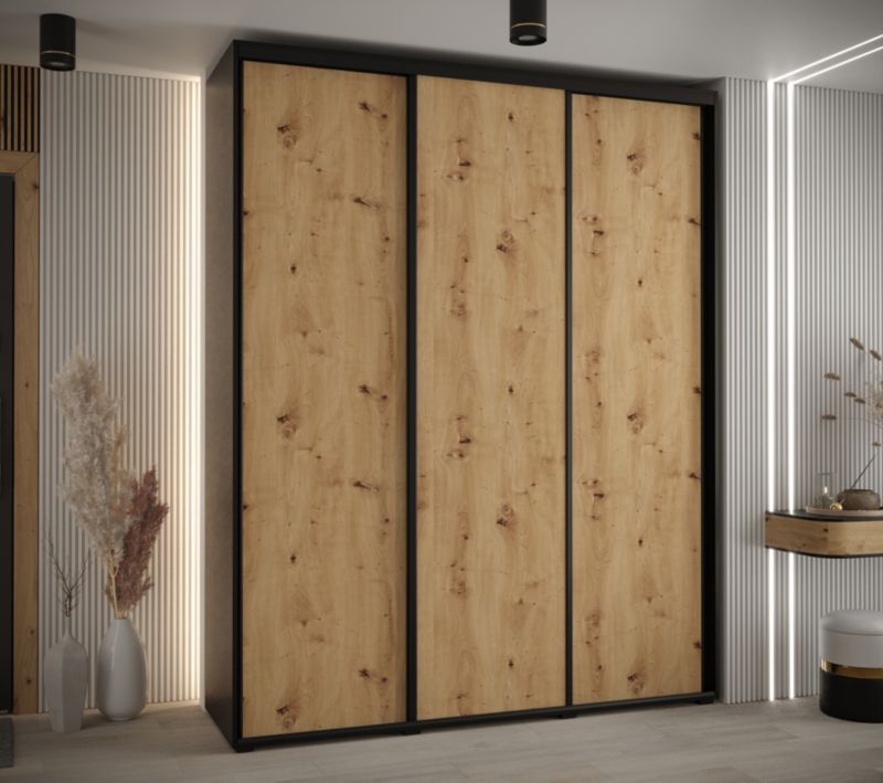 Szafa przesuwna Abiks DAVOS 1 wysoka szer.190cm czarny/artisan/czarny 1szt.