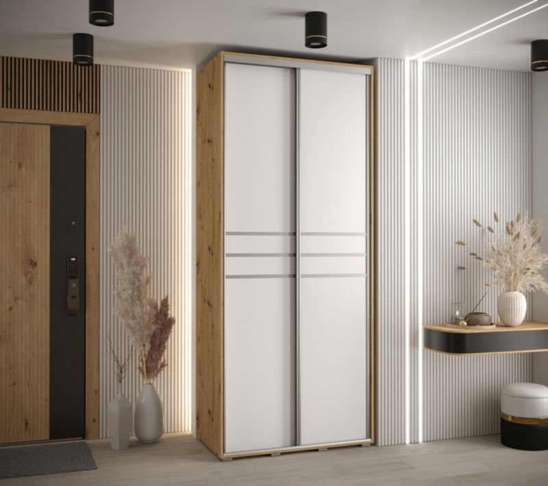 Szafa przesuwna Abiks DAVOS 10 wysoka szer.100cm artisan/biały/srebrny 1szt.