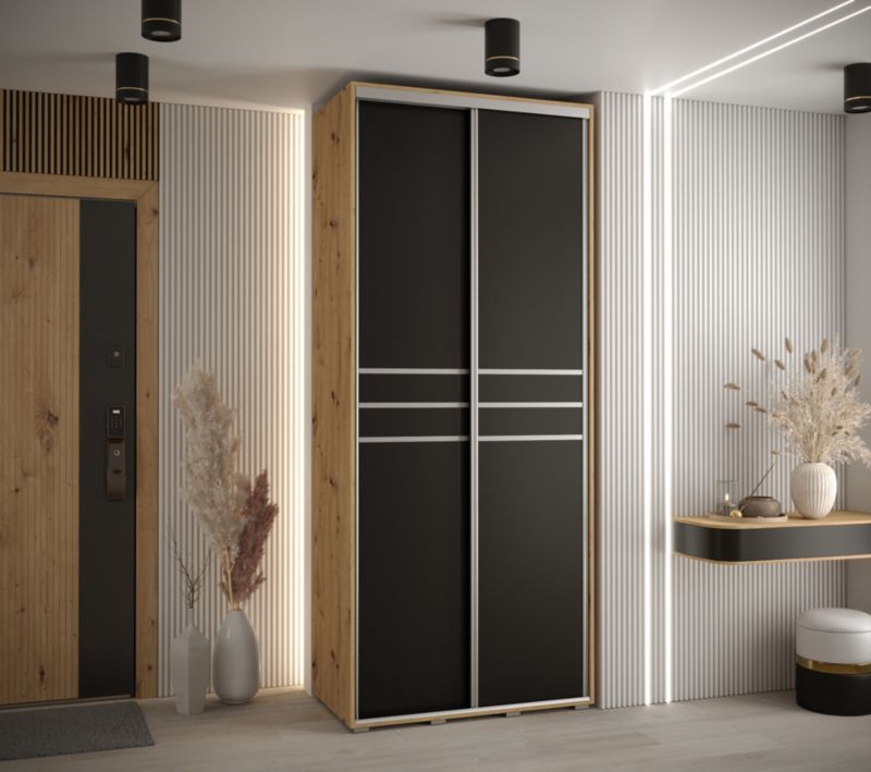 Szafa przesuwna Abiks DAVOS 10 wysoka szer.100cm artisan/czarny/srebrny 1szt.