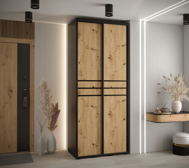 Szafa przesuwna Abiks DAVOS 10 wysoka szer.100cm czarny/artisan/czarny 1szt.