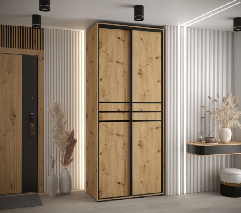 Szafa przesuwna Abiks DAVOS 10 wysoka szer.110cm artisan/artisan/czarny 1szt.