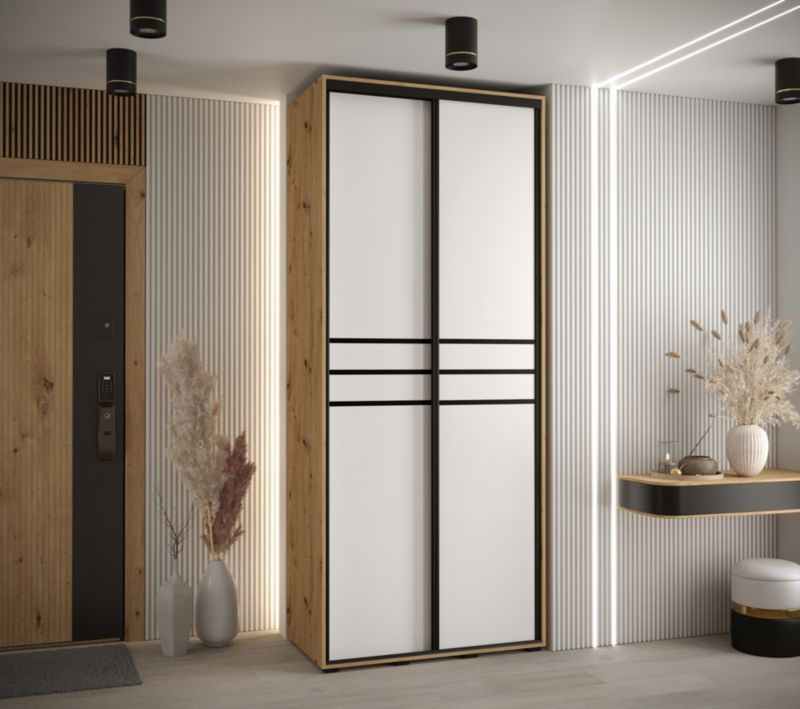 Szafa przesuwna Abiks DAVOS 10 wysoka szer.110cm artisan/biały/czarny 1szt.