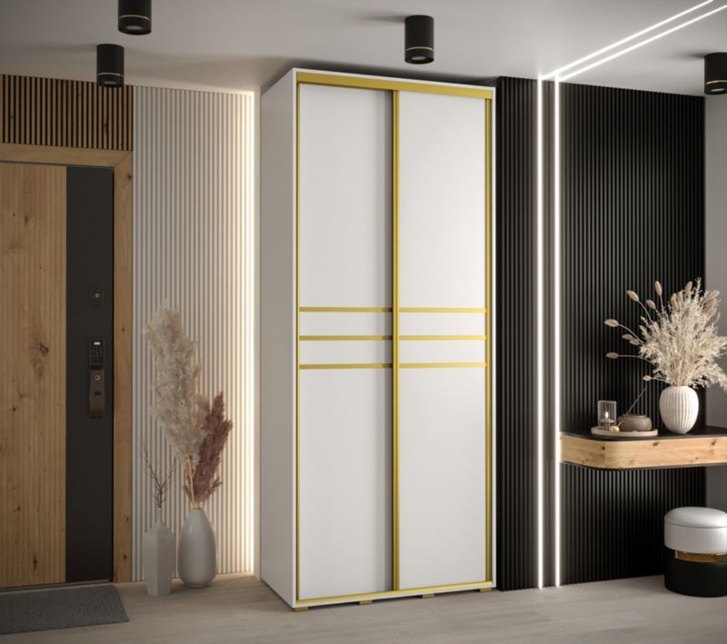 Szafa przesuwna Abiks DAVOS 10 wysoka szer.120cm biały/biały/złoty 1szt.