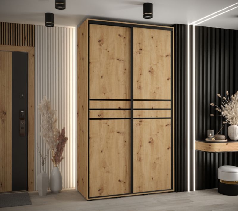 Szafa przesuwna Abiks DAVOS 10 wysoka szer.130cm artisan/artisan/czarny 1szt.