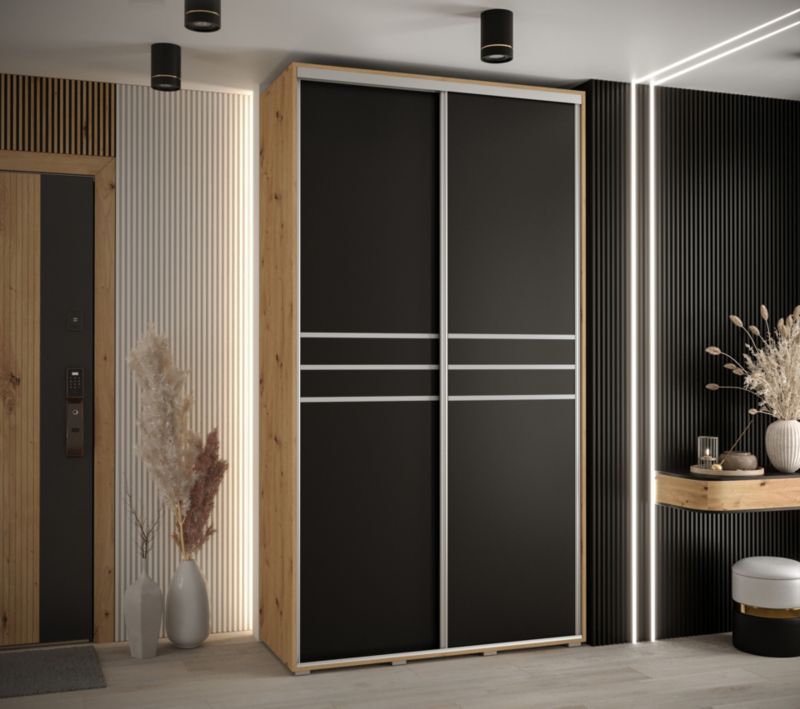 Szafa przesuwna Abiks DAVOS 10 wysoka szer.130cm artisan/czarny/srebrny 1szt.