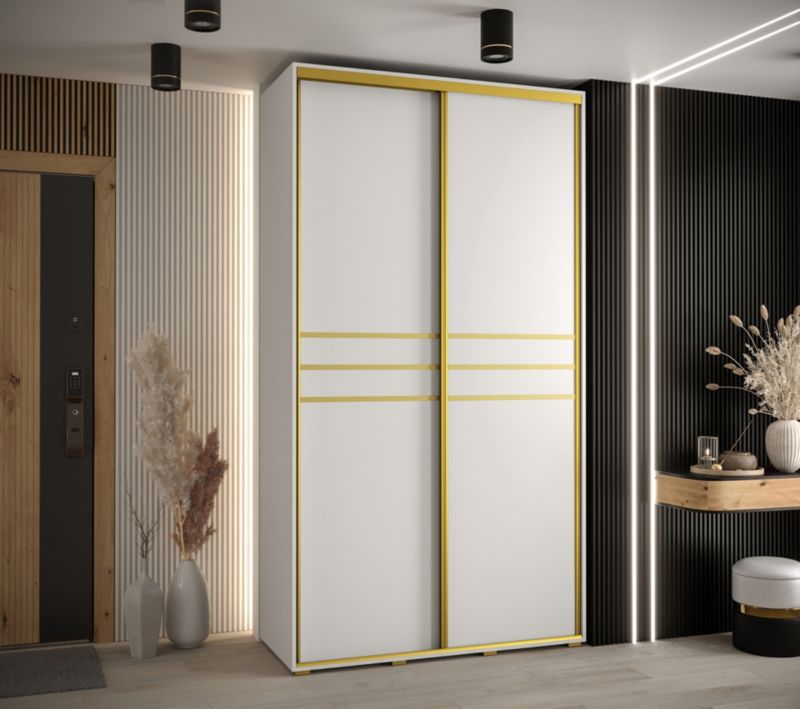 Szafa przesuwna Abiks DAVOS 10 wysoka szer.130cm biały/biały/złoty 1szt.