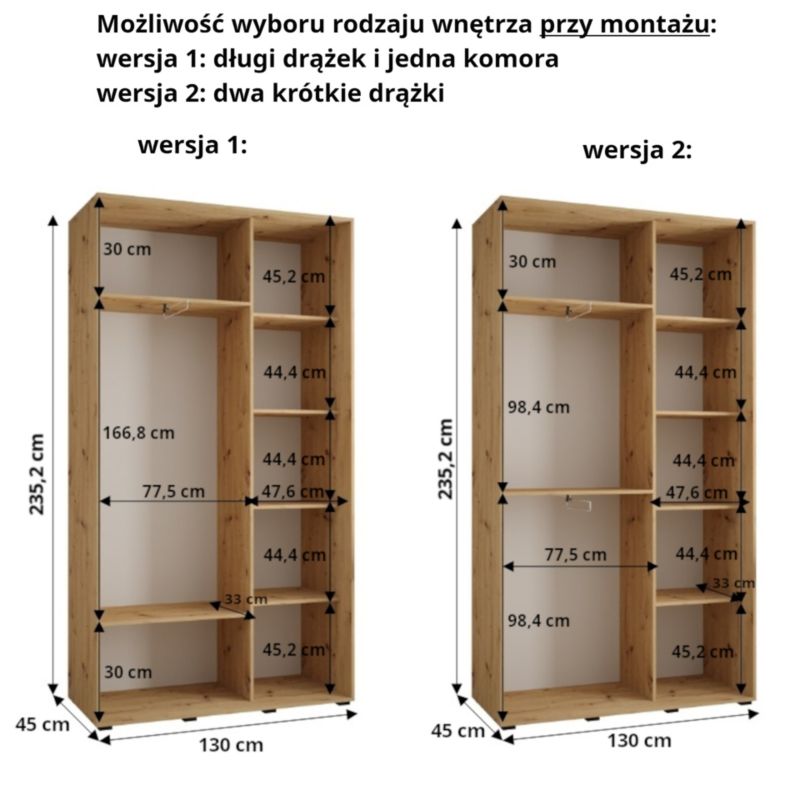 Szafa przesuwna Abiks DAVOS 10 wysoka szer.130cm biały/czarny/złoty 1szt.