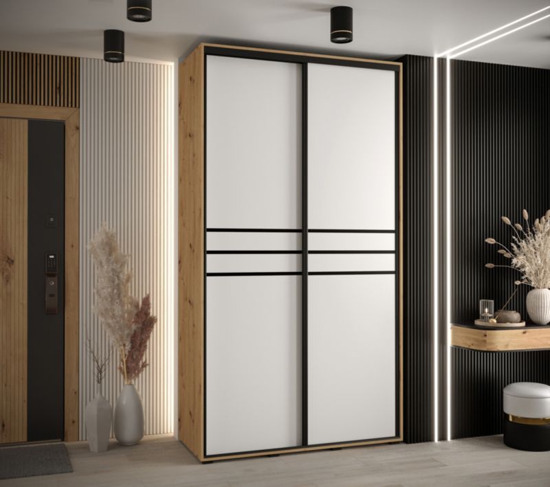 Szafa przesuwna Abiks DAVOS 10 wysoka szer.140cm artisan/biały/czarny 1szt.