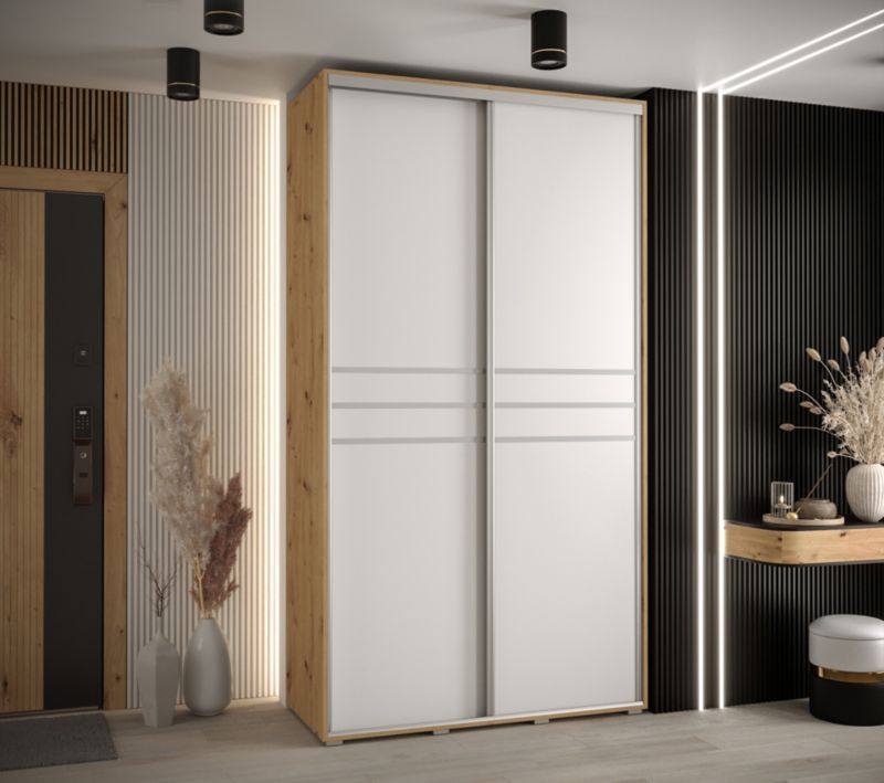 Szafa przesuwna Abiks DAVOS 10 wysoka szer.140cm artisan/biały/srebrny 1szt.