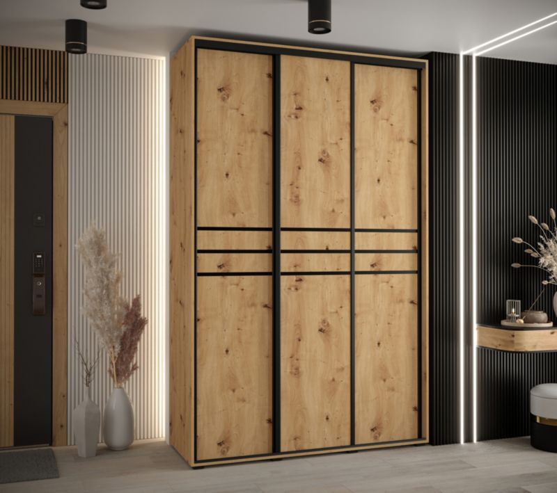 Szafa przesuwna Abiks DAVOS 10 wysoka szer.150cm artisan/artisan/czarny 1szt.