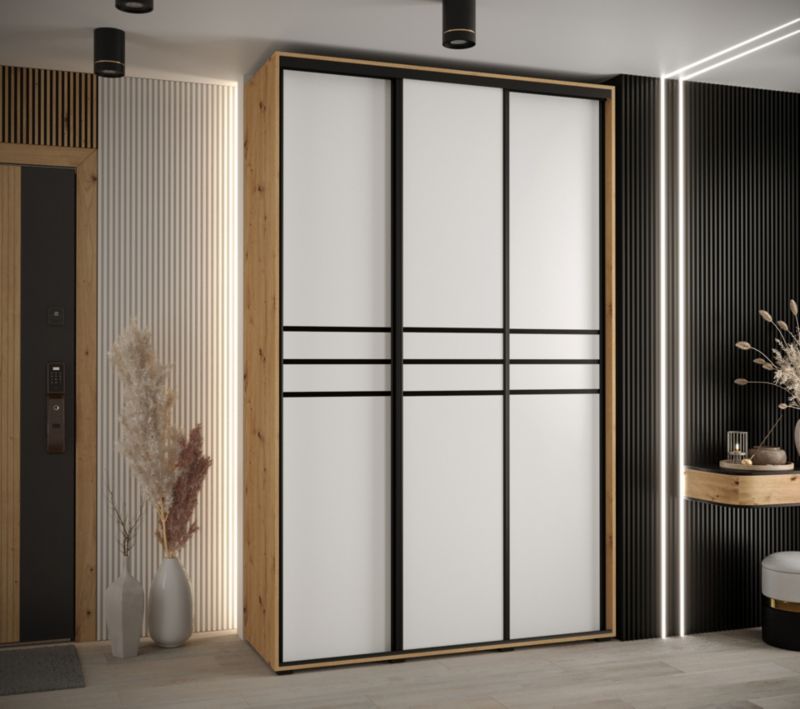 Szafa przesuwna Abiks DAVOS 10 wysoka szer.150cm artisan/biały/czarny 1szt.