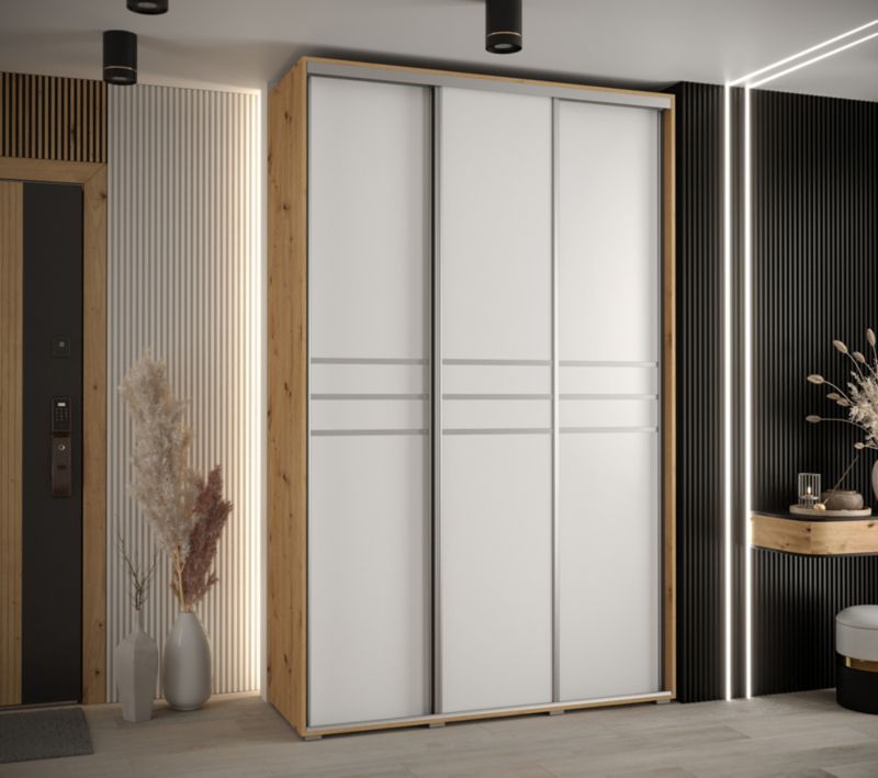 Szafa przesuwna Abiks DAVOS 10 wysoka szer.150cm artisan/biały/srebrny 1szt.