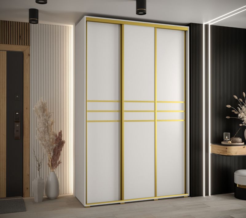 Szafa przesuwna Abiks DAVOS 10 wysoka szer.150cm biały/biały/złoty 1szt.