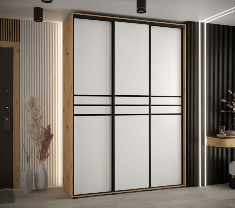Szafa przesuwna Abiks DAVOS 10 wysoka szer.170cm artisan/biały/czarny 1szt.