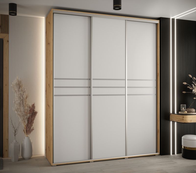 Szafa przesuwna Abiks DAVOS 10 wysoka szer.190cm artisan/biały/srebrny 1szt.