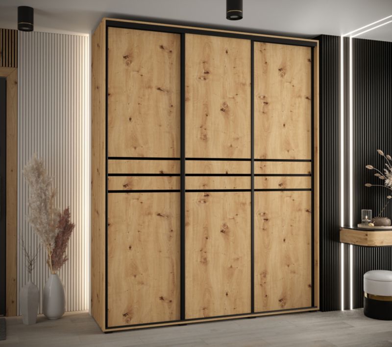 Szafa przesuwna Abiks DAVOS 10 wysoka szer.200cm artisan/artisan/czarny 1szt.