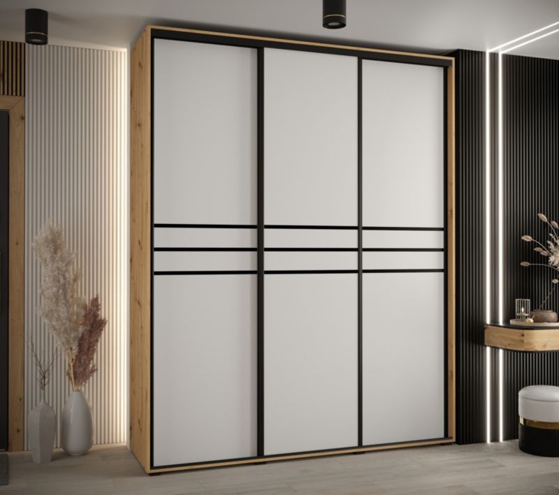 Szafa przesuwna Abiks DAVOS 10 wysoka szer.200cm artisan/biały/czarny 1szt.
