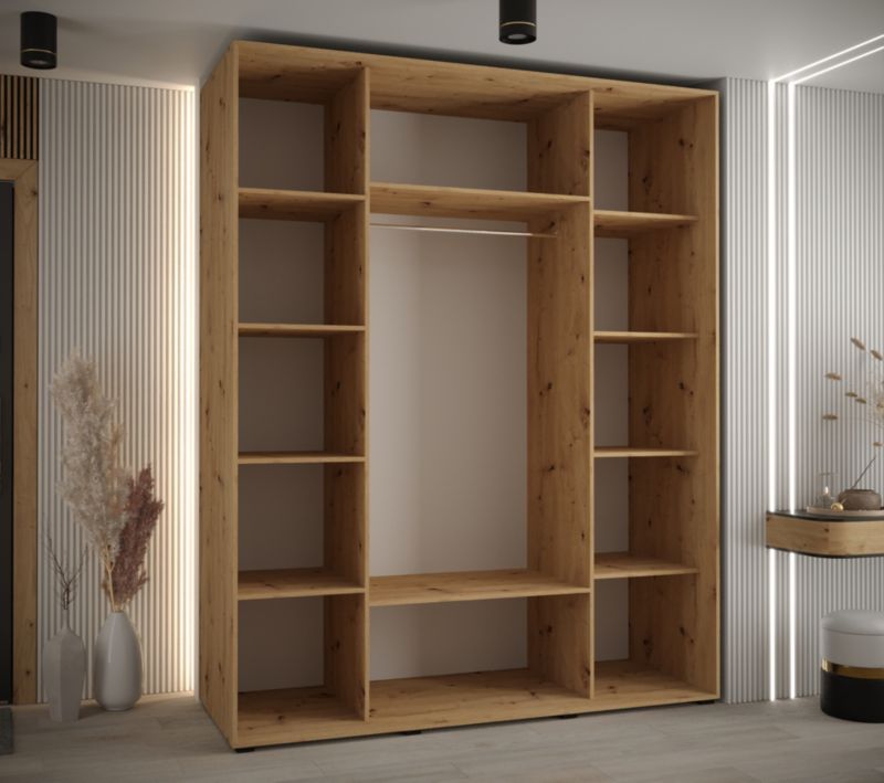 Szafa przesuwna Abiks DAVOS 10 wysoka szer.200cm artisan/biały/czarny 1szt.