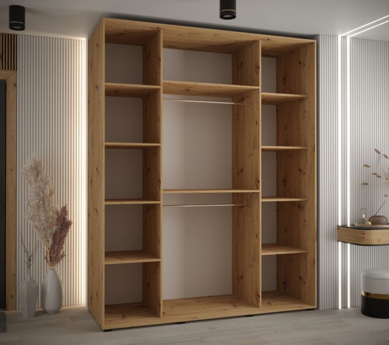 Szafa przesuwna Abiks DAVOS 10 wysoka szer.200cm artisan/biały/czarny 1szt.