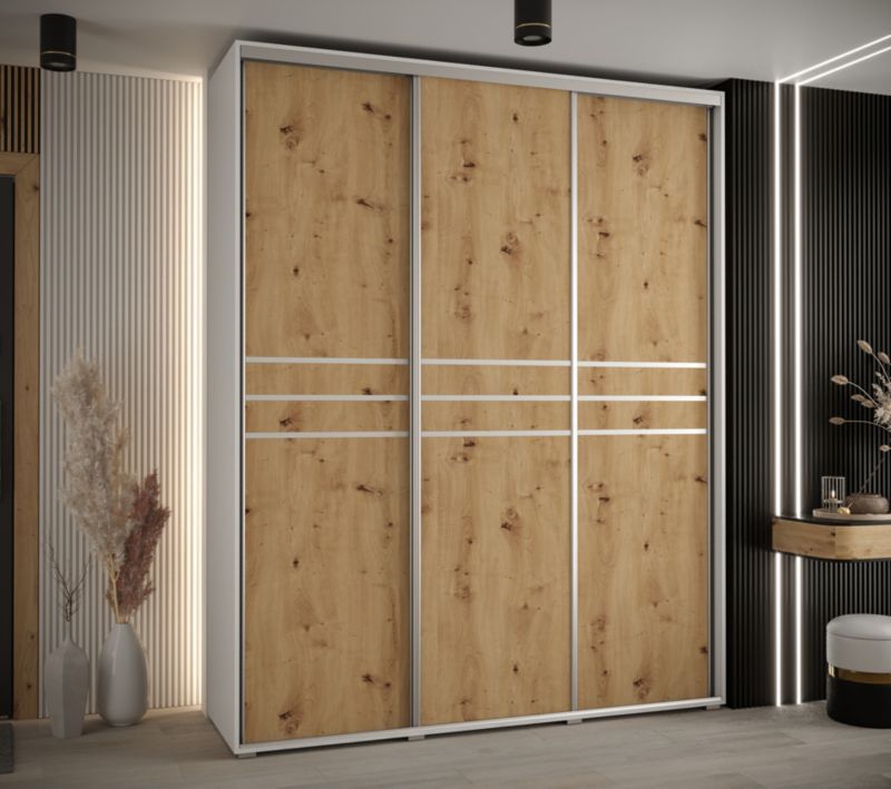 Szafa przesuwna Abiks DAVOS 10 wysoka szer.200cm biały/artisan/srebrny 1szt.
