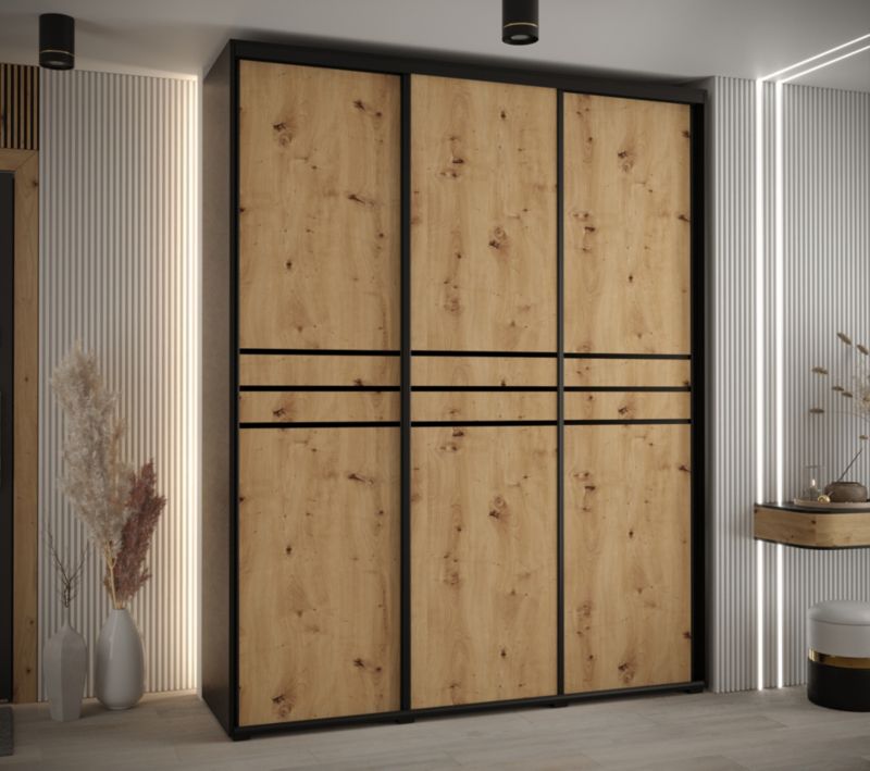 Szafa przesuwna Abiks DAVOS 10 wysoka szer.200cm czarny/artisan/czarny 1szt.