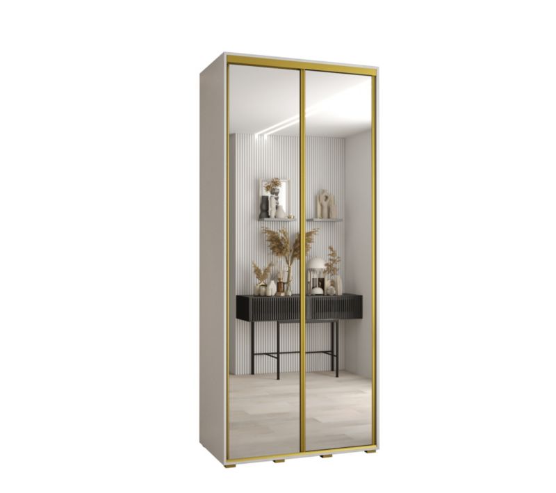 Szafa przesuwna Abiks DAVOS 2 wysoka szer.100cm gł.45cm biały/biały/złoty 1szt.