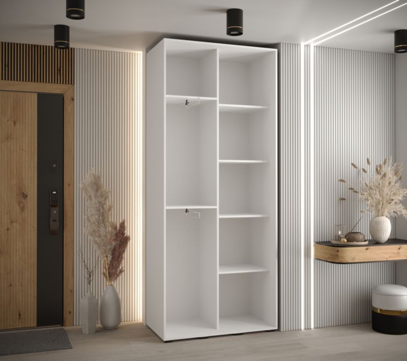 Szafa przesuwna Abiks DAVOS 2 wysoka szer.100cm gł.45cm biały/biały/złoty 1szt.
