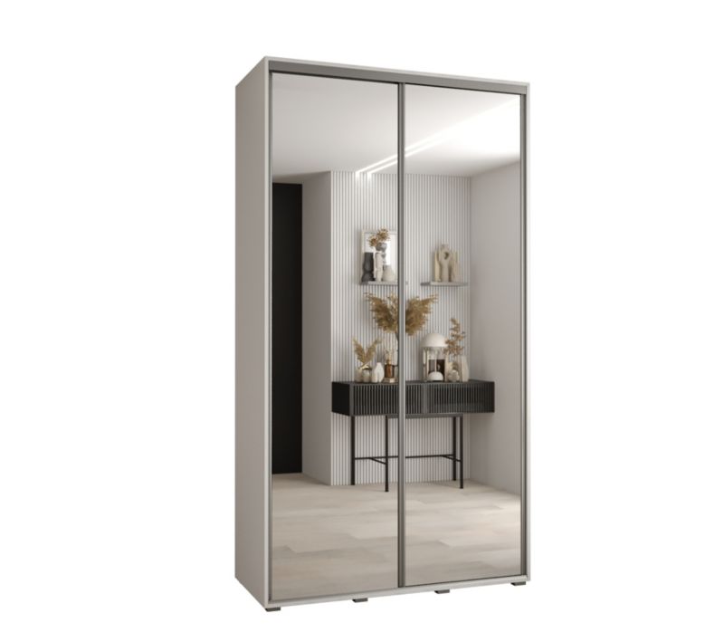 Szafa przesuwna Abiks DAVOS 2 wysoka szer.140cm gł.45cm biały/biały/srebrny 1szt.