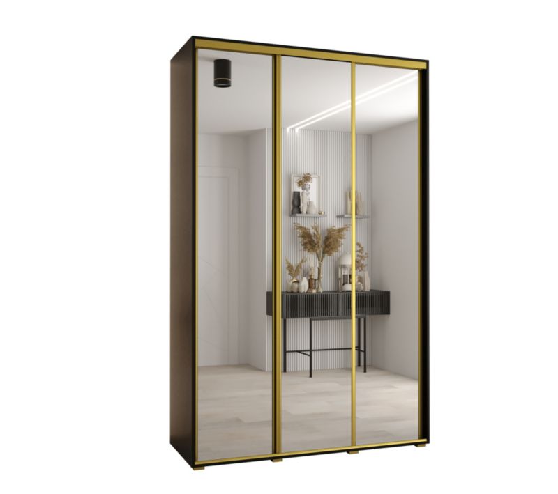 Szafa przesuwna Abiks DAVOS 2 wysoka szer.150cm gł.45cm czarny/czarny/złoty 1szt.