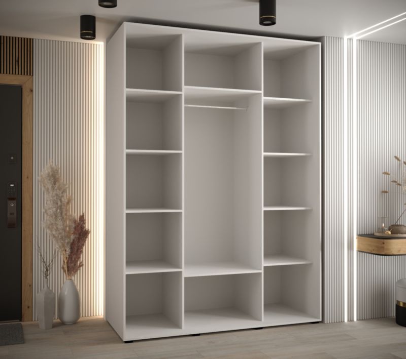 Szafa przesuwna Abiks DAVOS 2 wysoka szer.160cm gł.60cm biały/biały/złoty 1szt.