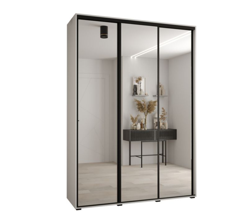 Szafa przesuwna Abiks DAVOS 2 wysoka szer.180cm gł.45cm biały/biały/czarny 1szt.