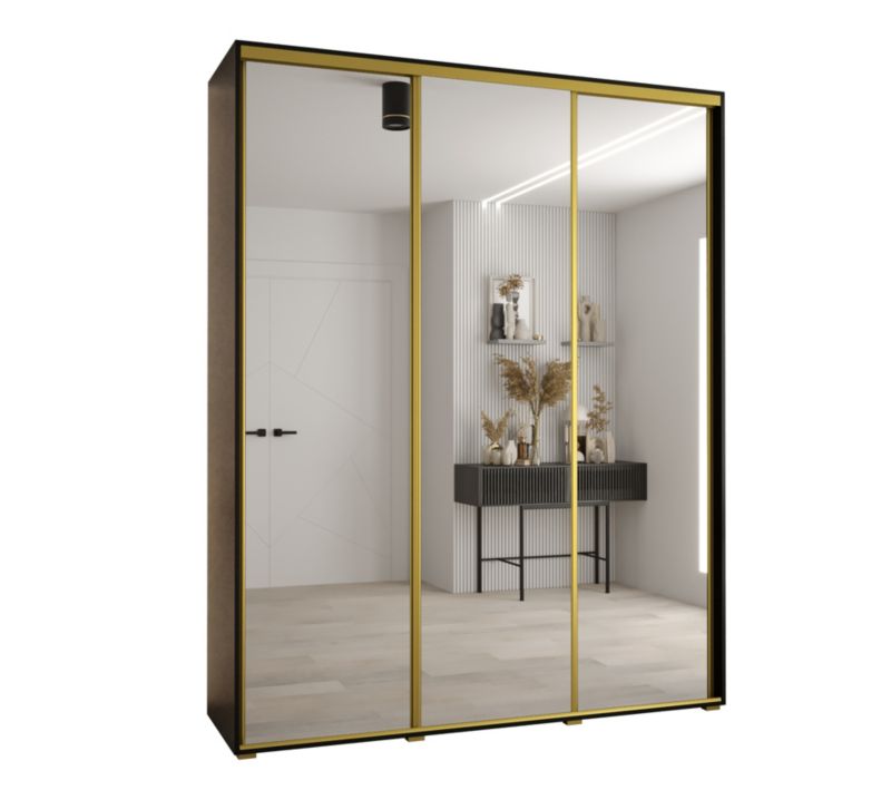 Szafa przesuwna Abiks DAVOS 2 wysoka szer.190cm gł.45cm czarny/czarny/złoty 1szt.