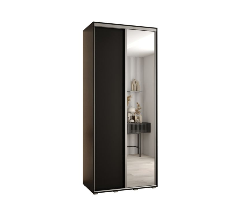 Szafa przesuwna Abiks DAVOS 3 wysoka szer.110cm gł.45cm czarny/czarny/srebrny 1szt.