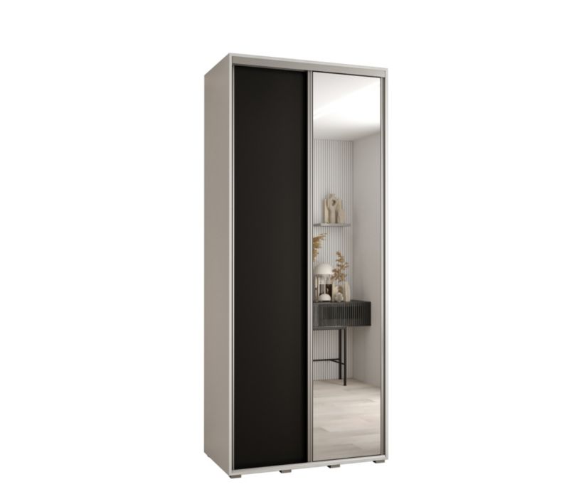 Szafa przesuwna Abiks DAVOS 3 wysoka szer.110cm gł.60cm biały/czarny/srebrny 1szt.