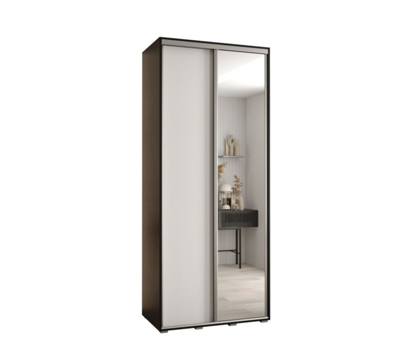 Szafa przesuwna Abiks DAVOS 3 wysoka szer.110cm gł.60cm czarny/biały/srebrny 1szt.