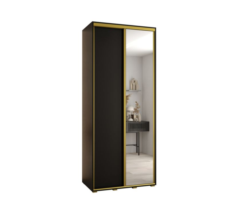 Szafa przesuwna Abiks DAVOS 3 wysoka szer.110cm gł.60cm czarny/czarny/złoty 1szt.