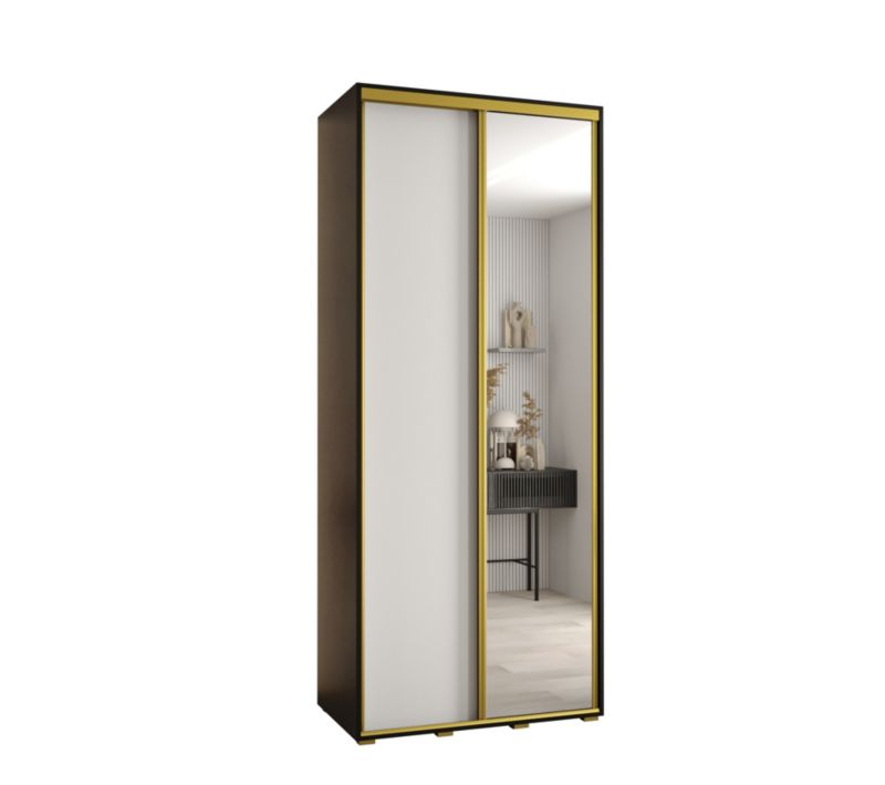 Szafa przesuwna Abiks DAVOS 3 wysoka szer.120cm gł.60cm czarny/biały/złoty 1szt.