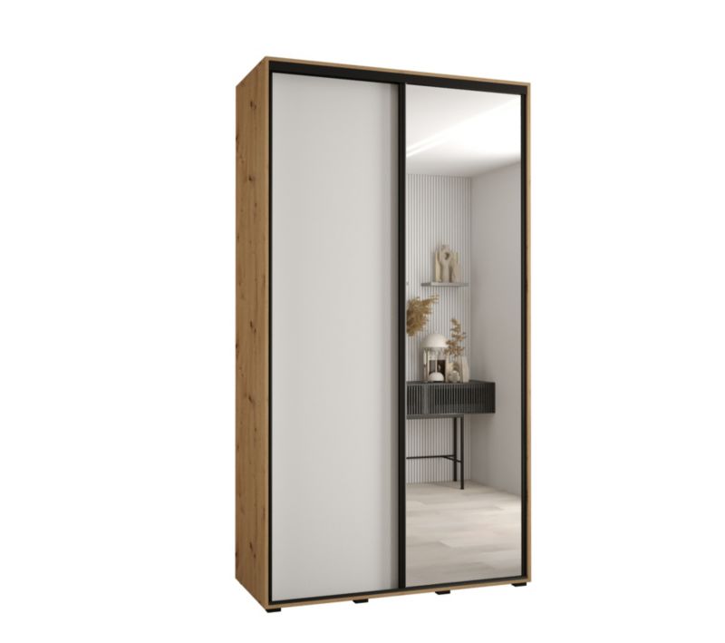 Szafa przesuwna Abiks DAVOS 3 wysoka szer.130cm gł.60cm artisan/biały/czarny 1szt.
