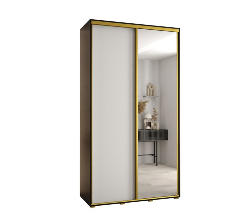 Szafa przesuwna Abiks DAVOS 3 wysoka szer.140cm gł.60cm czarny/biały/złoty 1szt.