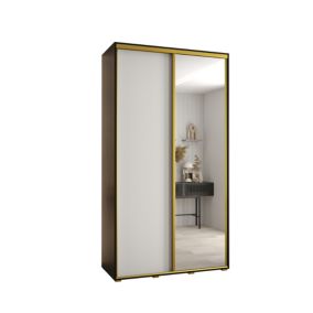 Szafa przesuwna Abiks DAVOS 3 wysoka szer.140cm gł.60cm czarny/biały/złoty 1szt.