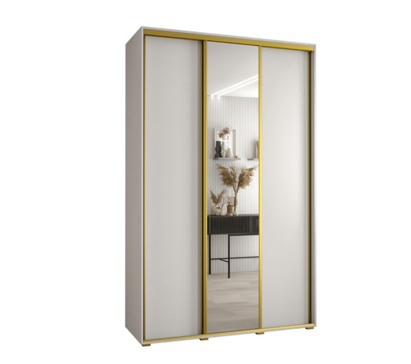 Szafa przesuwna Abiks DAVOS 3 wysoka szer.150cm gł.45cm biały/biały/złoty 1szt.