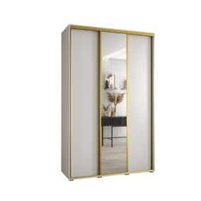 Szafa przesuwna Abiks DAVOS 3 wysoka szer.150cm gł.45cm biały/biały/złoty 1szt.