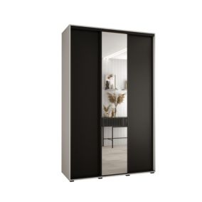 Szafa przesuwna Abiks DAVOS 3 wysoka szer.150cm gł.60cm biały/czarny/czarny 1szt.