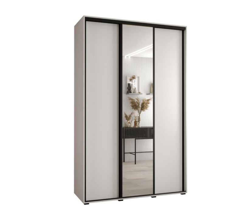 Szafa przesuwna Abiks DAVOS 3 wysoka szer.160cm gł.45cm biały/biały/czarny 1szt.