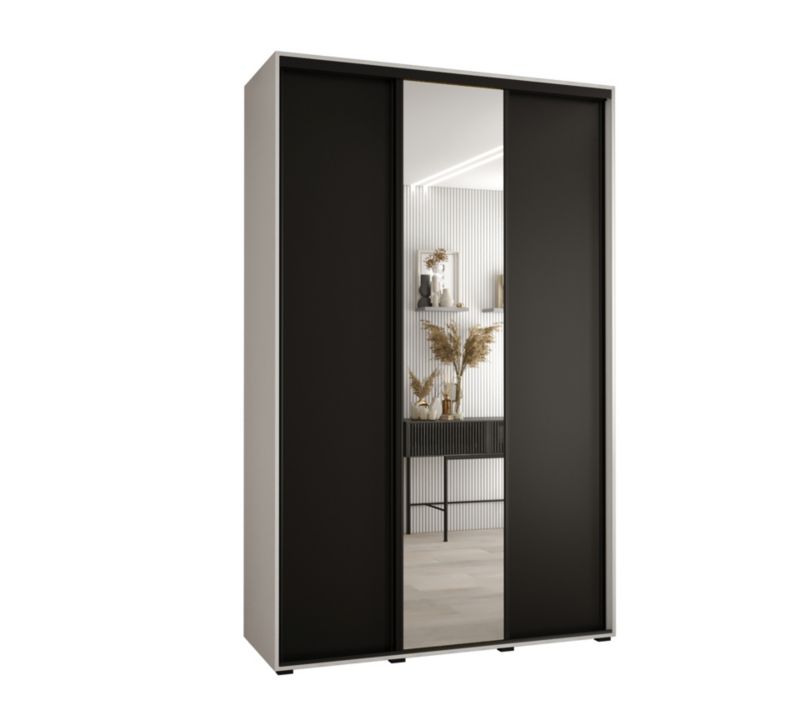 Szafa przesuwna Abiks DAVOS 3 wysoka szer.160cm gł.45cm biały/czarny/czarny 1szt.